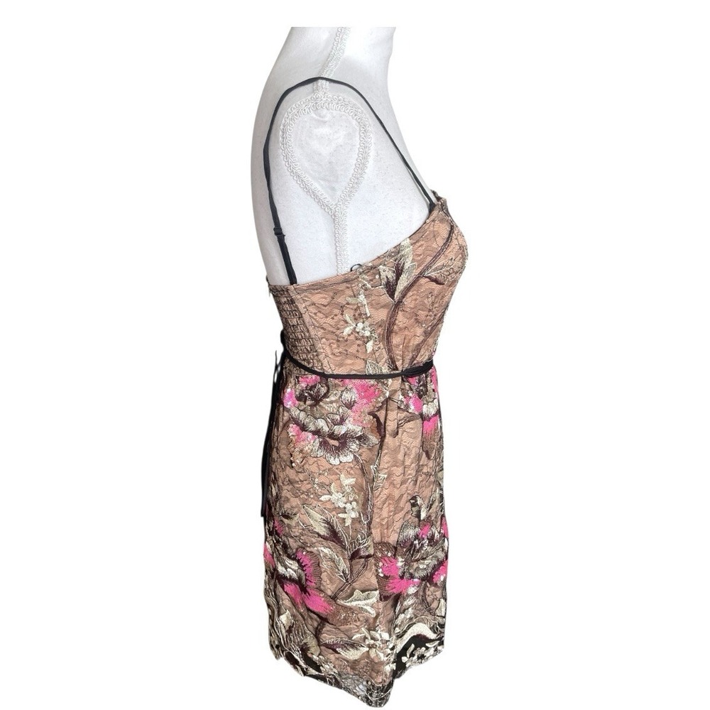 NWT $198 Free People Last Call Mini Dress Floral Sequin Lace Shimmer Party Sz XS - Picture 10 of 16